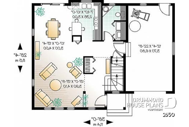 1st level - 2 storey house plan with one-car garage, open floor plan and 3 bedrooms.  - Birch