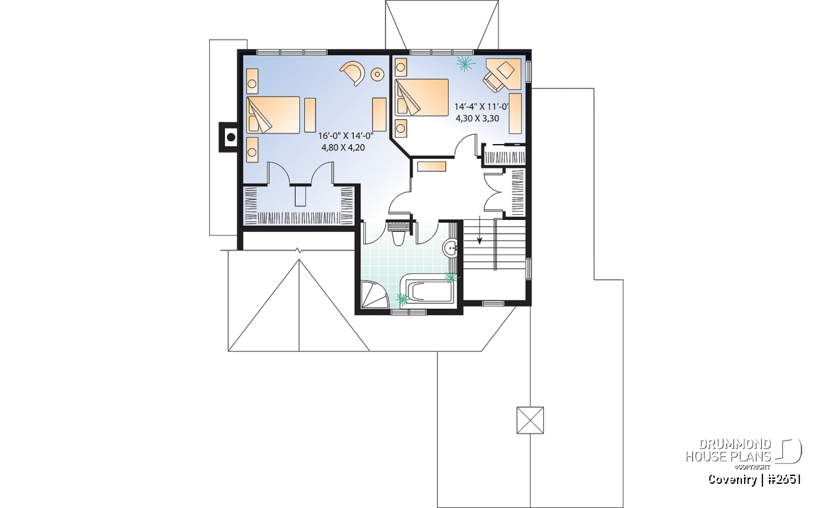 2nd level - 2 bedrooms, 2 storey new American cottage with garage, pantry, large living room with fireplace - Coventry