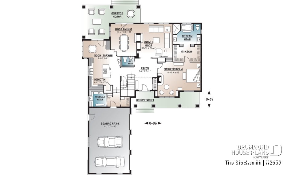 1st level - 4 to 5 Beds, 4 Bathroom Modern Farmhouse Plan, 3-car garage, Master Suite w/Fireplace, Bonus Room Above Garage - The Stocksmith