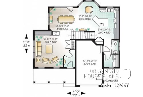 1st level - Country home, breakfast nook, open floor plan, 3 bedrooms, french doors - Violana
