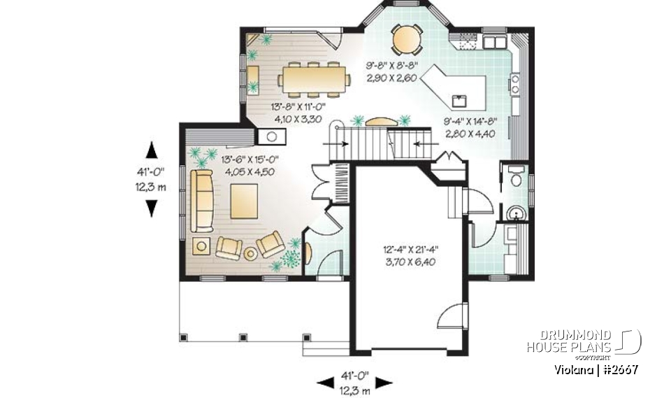 1st level - Country home, breakfast nook, open floor plan, 3 bedrooms, french doors - Violana