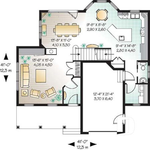1st level - Country home, breakfast nook, open floor plan, 3 bedrooms, french doors - Violana