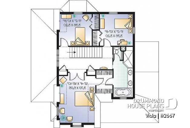 2nd level - Country home, breakfast nook, open floor plan, 3 bedrooms, french doors - Violana