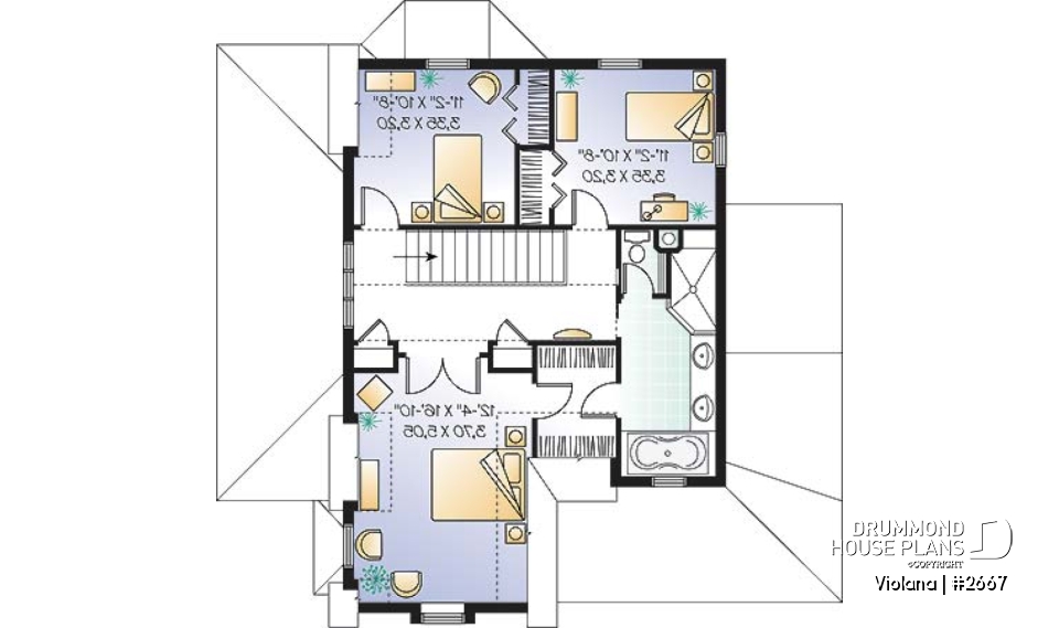 2nd level - Country home, breakfast nook, open floor plan, 3 bedrooms, french doors - Violana