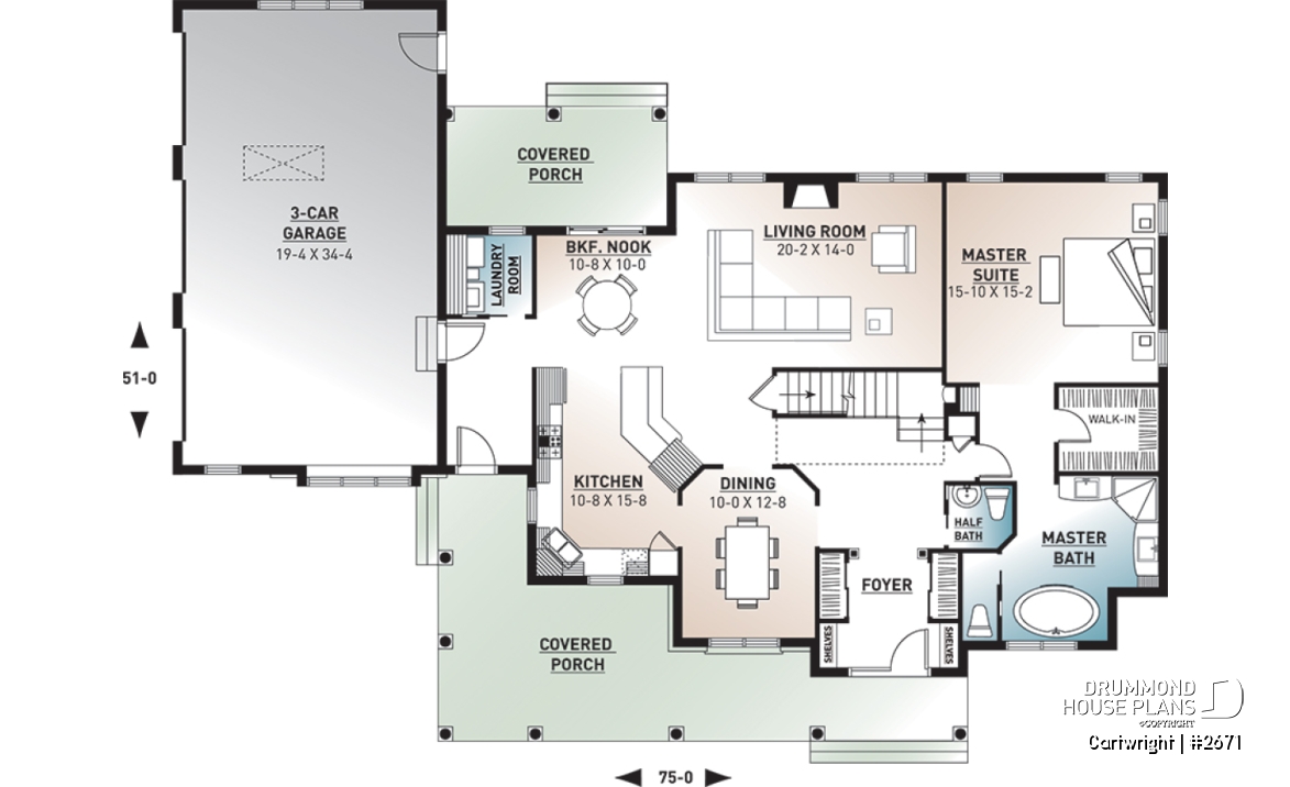 1st level - 3 to 4 bedroom Ranch style home with open floor plan and 3-car garage, great kitchen - Cartwright
