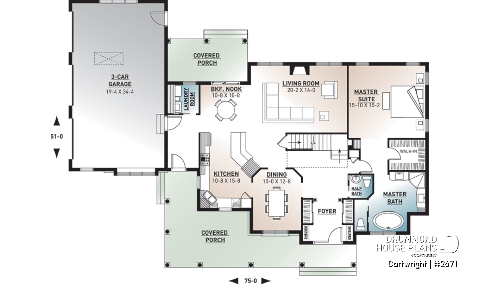 1st level - 3 to 4 bedroom Ranch style home with open floor plan and 3-car garage, great kitchen - Cartwright