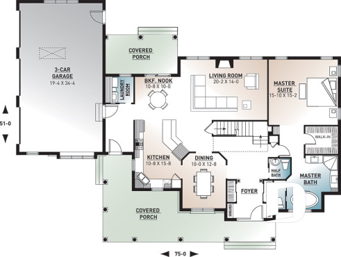 1st level - 3 to 4 bedroom Ranch style home with open floor plan and 3-car garage, great kitchen - Cartwright