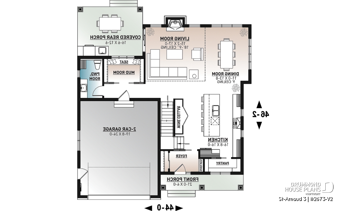 1st level - Contemporary Farmhouse Home Plan – 4 Bedrooms, Double Garage and Stunning Fireplace - St-Arnaud 3