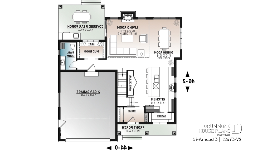 1st level - Contemporary Farmhouse Home Plan – 4 Bedrooms, Double Garage and Stunning Fireplace - St-Arnaud 3