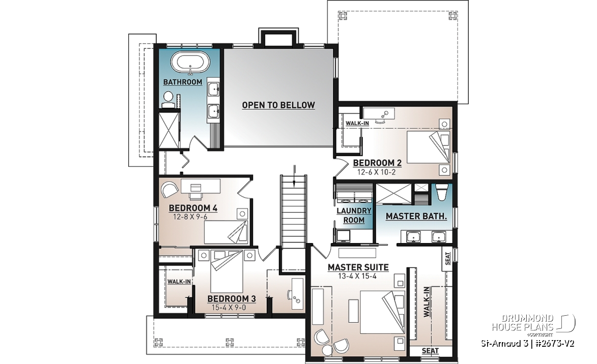 2nd level - Contemporary Farmhouse Home Plan – 4 Bedrooms, Double Garage and Stunning Fireplace - St-Arnaud 3
