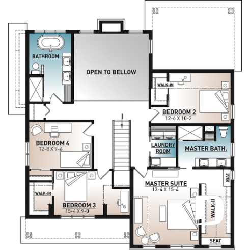 2nd level - Contemporary Farmhouse Home Plan – 4 Bedrooms, Double Garage and Stunning Fireplace - St-Arnaud 3