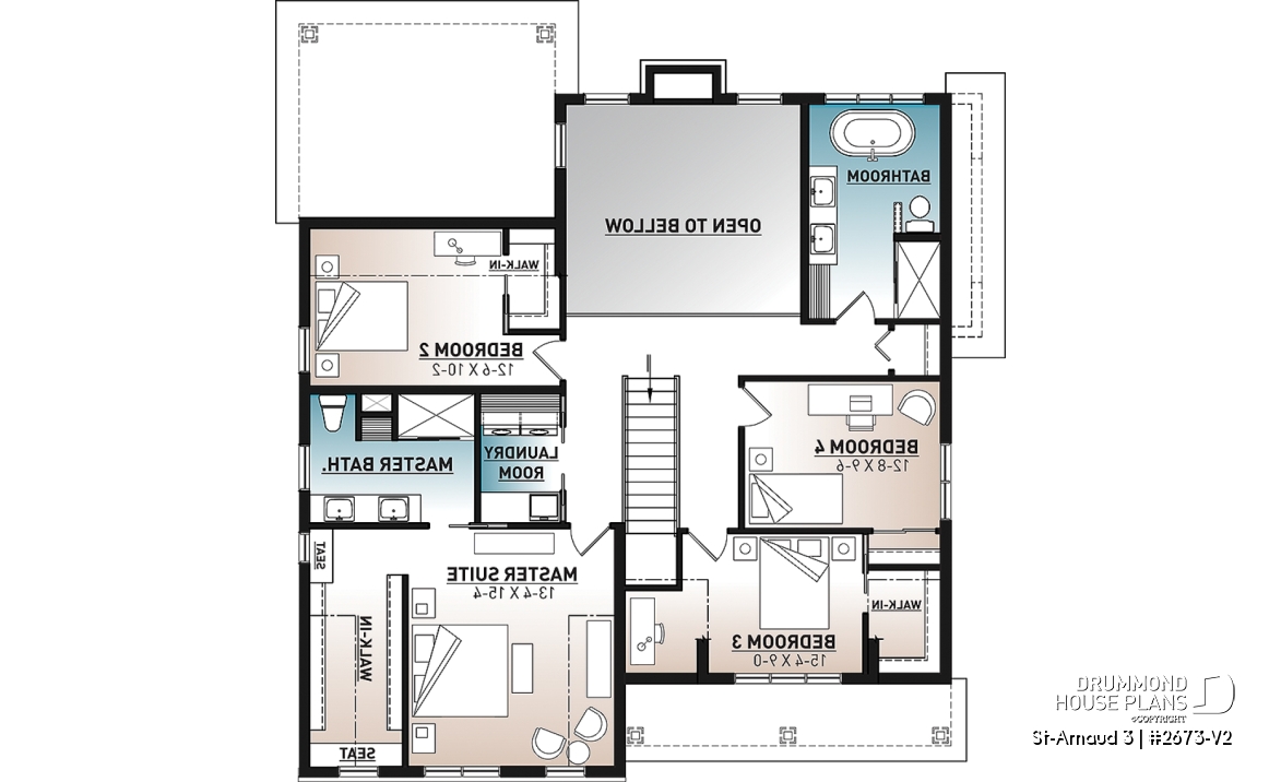 2nd level - Contemporary Farmhouse Home Plan – 4 Bedrooms, Double Garage and Stunning Fireplace - St-Arnaud 3