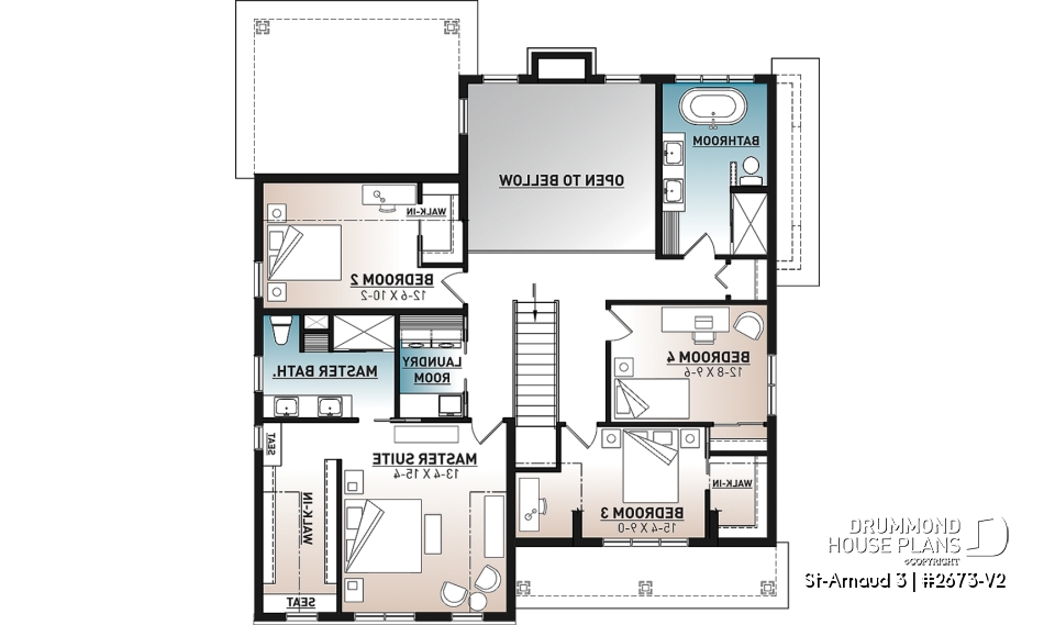 2nd level - Contemporary Farmhouse Home Plan – 4 Bedrooms, Double Garage and Stunning Fireplace - St-Arnaud 3