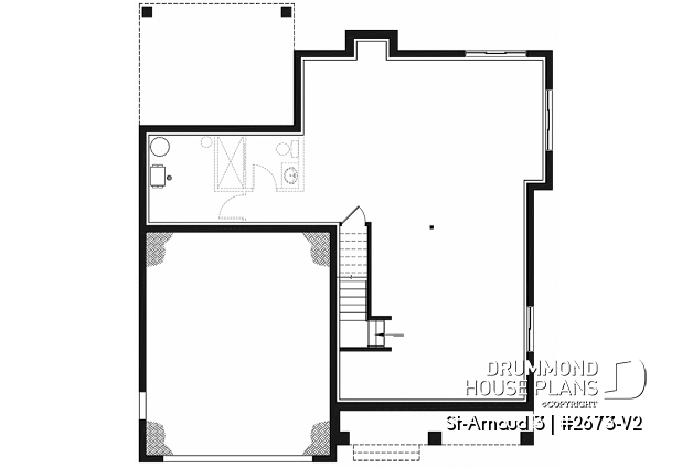 Unfinished basement - 4 bedroom Farmhouse home design, large kitchen with pantry, 2-car garage, lots of natural lights - St-Arnaud 3