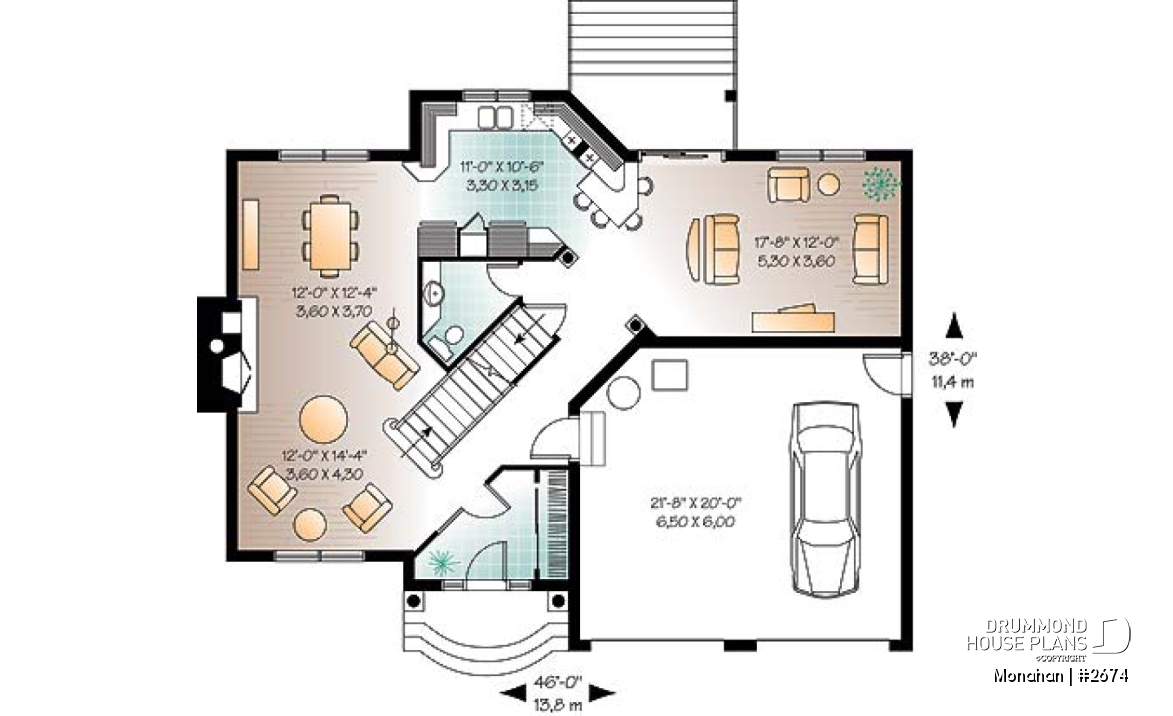 1st level - Traditional country cottage with formal living / dining room, family room next to kitchen, master with ensuite - Monahan