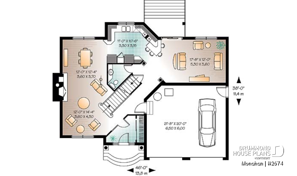 1st level - Traditional country cottage with formal living / dining room, family room next to kitchen, master with ensuite - Monahan