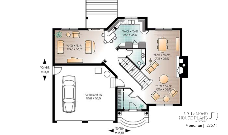 1st level - Traditional country cottage with formal living / dining room, family room next to kitchen, master with ensuite - Monahan