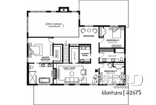 2nd level - 3 to 4 bedroom house plan + home office + workshop, spacious garage, pantry, mudroom,  - Montana