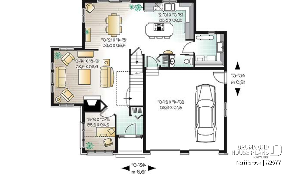1st level - 2-story house plan with 2 master suites, total 4 bedrooms 3.5 baths, home office, 2-car garage, lots of light - Northbrook