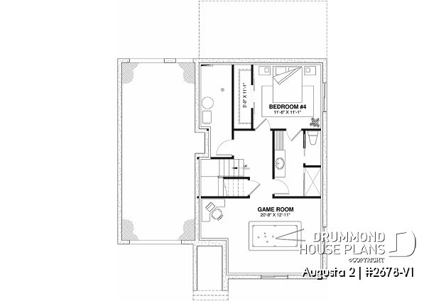 Finished basement (Optional $) - Budget friendly small modern farmhouse with open space, 3 to 4 bedr. on same floor, pantry, garage - Augusta 2