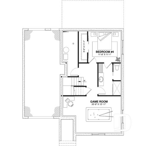 Finished basement (Optional $) - Traditional Country House Design with master suite, 3 to 4 Bedrooms, Deep Garage and Expandable Basement - Augusta 2