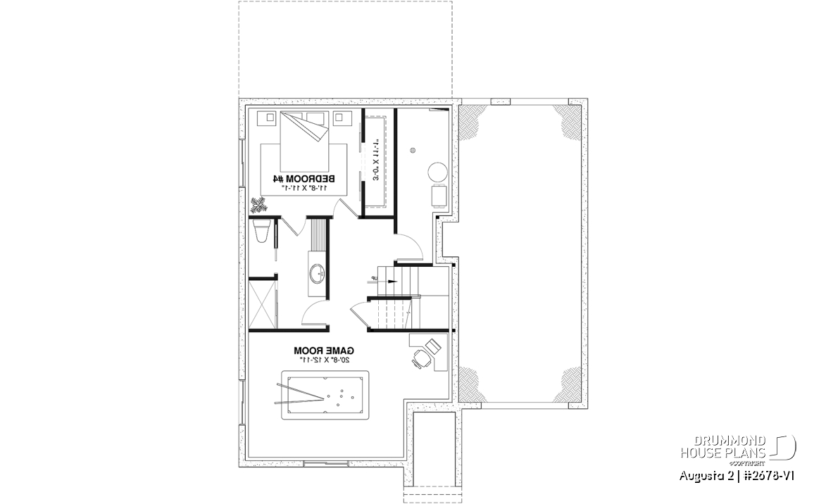 Finished basement (Optional $) - Traditional Country House Design with master suite, 3 to 4 Bedrooms, Deep Garage and Expandable Basement - Augusta 2