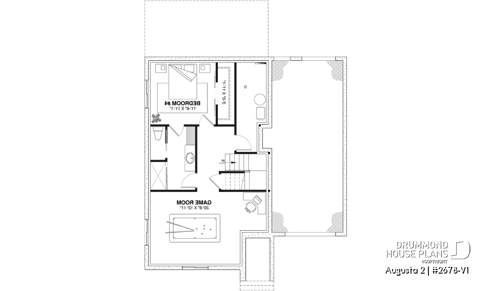 Finished basement (Optional $) - Traditional Country House Design with master suite, 3 to 4 Bedrooms, Deep Garage and Expandable Basement - Augusta 2