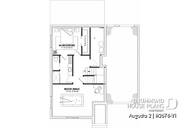 Finished basement - Budget friendly small modern farmhouse with open space, 3 to 4 bedr. on same floor, pantry, garage - Augusta 2