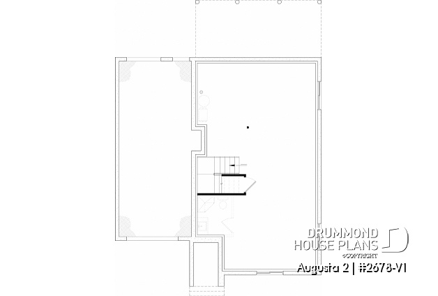 Unfinished basement of house plan 2678-V1 Unfinished basement - Budget friendly small modern farmhouse with open space, 3 to 4 bedr. on same floor, pantry, garage - Augusta 2