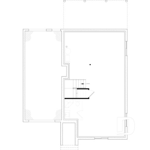 Unfinished basement - Traditional Country House Design with master suite, 3 to 4 Bedrooms, Deep Garage and Expandable Basement - Augusta 2