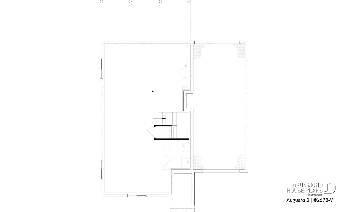 Unfinished basement - Traditional Country House Design with master suite, 3 to 4 Bedrooms, Deep Garage and Expandable Basement - Augusta 2