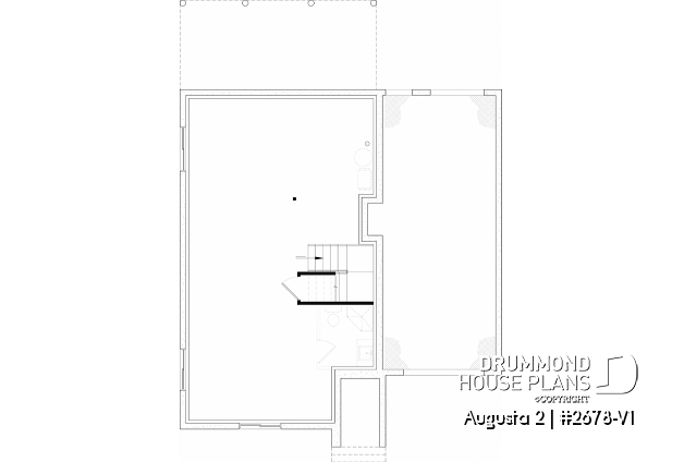 Unfinished basement of house plan 2678-V1 Unfinished basement - Budget friendly small modern farmhouse with open space, 3 to 4 bedr. on same floor, pantry, garage - Augusta 2