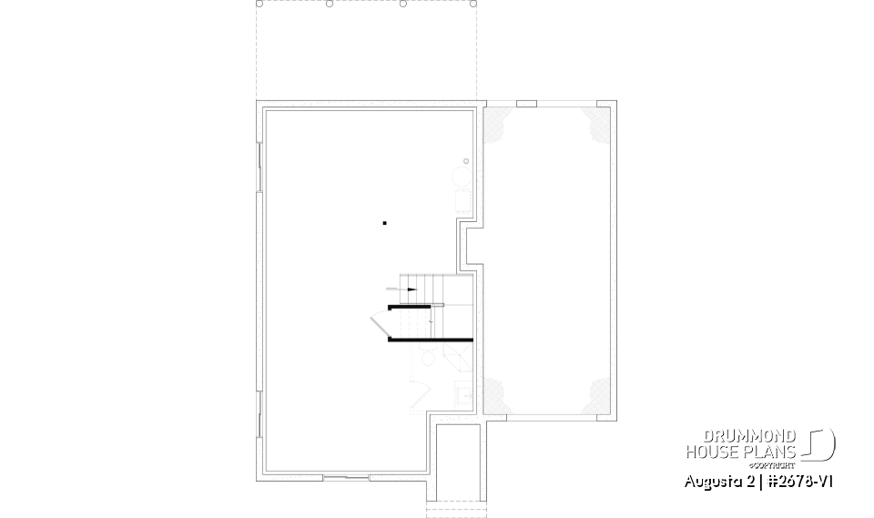 Unfinished basement - Traditional Country House Design with master suite, 3 to 4 Bedrooms, Deep Garage and Expandable Basement - Augusta 2