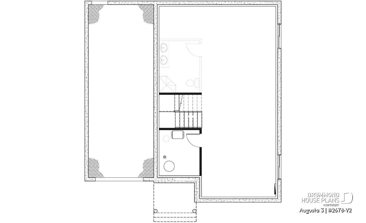 Basement - 3 bedroom 2-story house plan with garage, large kitchen, pantry, mudroom, beautiful style - Augusta 3