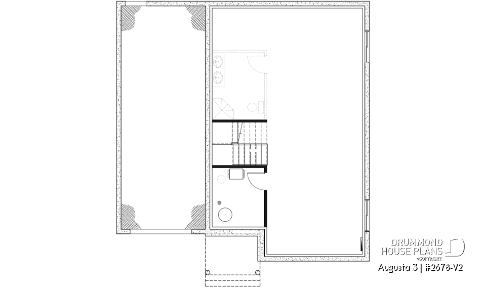 Basement - 3 bedroom 2-story house plan with garage, large kitchen, pantry, mudroom, beautiful style - Augusta 3