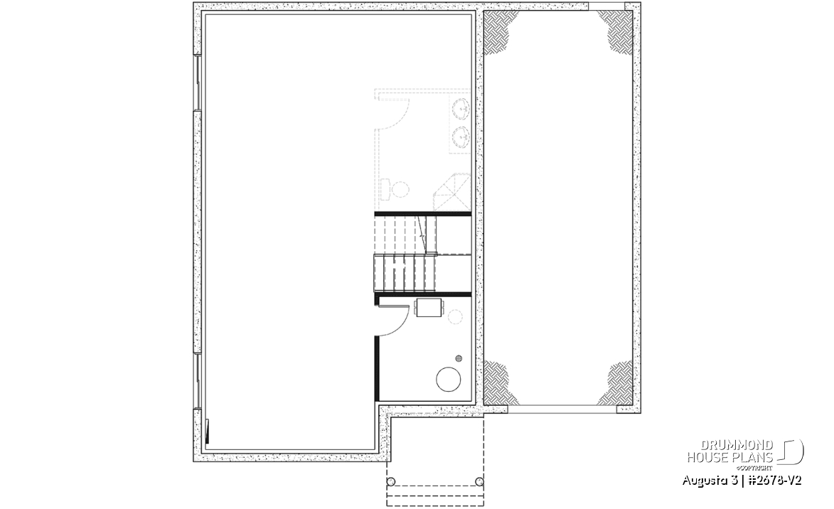 Basement - 3 bedroom 2-story house plan with garage, large kitchen, pantry, mudroom, beautiful style - Augusta 3