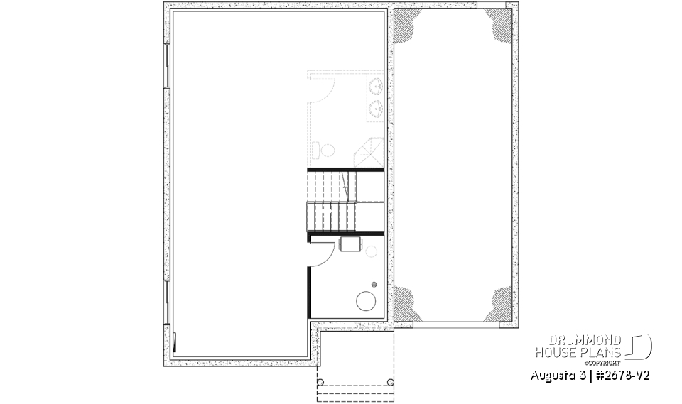 Basement - 3 bedroom 2-story house plan with garage, large kitchen, pantry, mudroom, beautiful style - Augusta 3