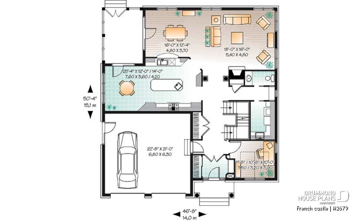 1st level - Modern rustic cottage of 4 bedrooms, 2-car garage &amp; 9' ceiling on main, home office, breakfast nook - French castle