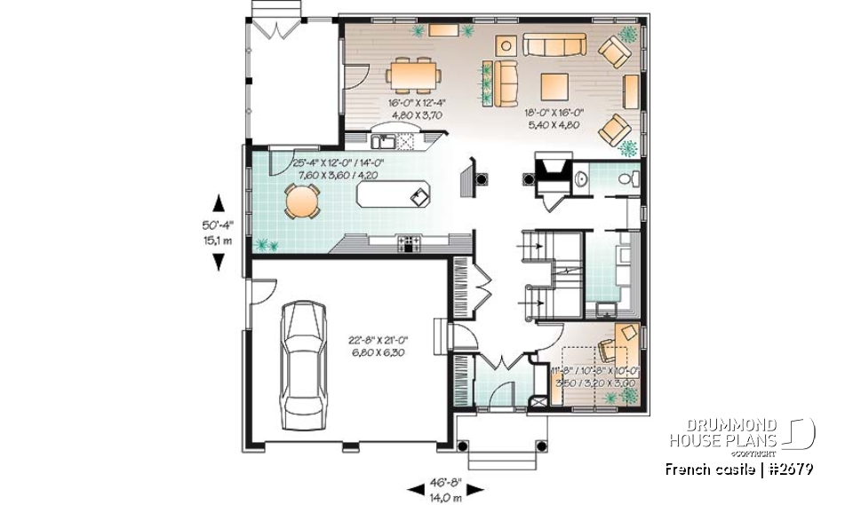 1st level - Modern rustic cottage of 4 bedrooms, 2-car garage &amp; 9' ceiling on main, home office, breakfast nook - French castle