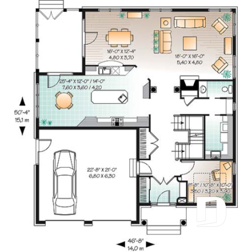 1st level - Modern rustic cottage of 4 bedrooms, 2-car garage & 9' ceiling on main, home office, breakfast nook - French castle