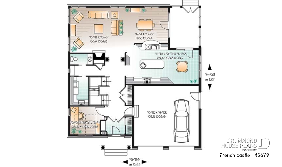 1st level - Modern rustic cottage of 4 bedrooms, 2-car garage &amp; 9' ceiling on main, home office, breakfast nook - French castle