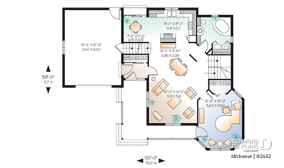 1st level - Victorian inspired home plan, large home office with private entrance, bedrooms w/ walk-in closets, bonus room - Michener