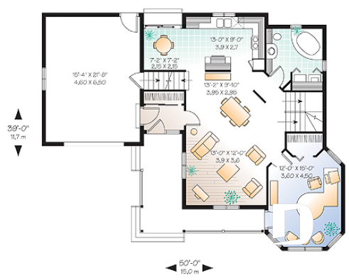 1st level - Victorian inspired home plan, large home office with private entrance, bedrooms w/ walk-in closets, bonus room - Michener