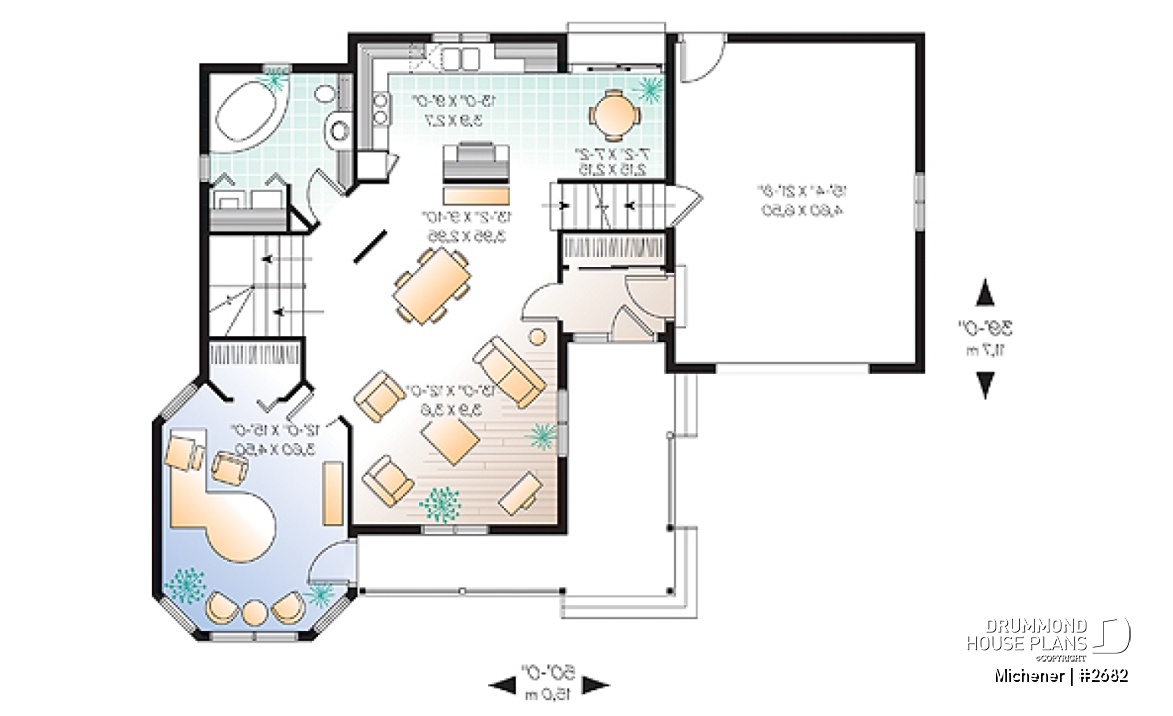 1st level - Victorian inspired home plan, large home office with private entrance, bedrooms w/ walk-in closets, bonus room - Michener