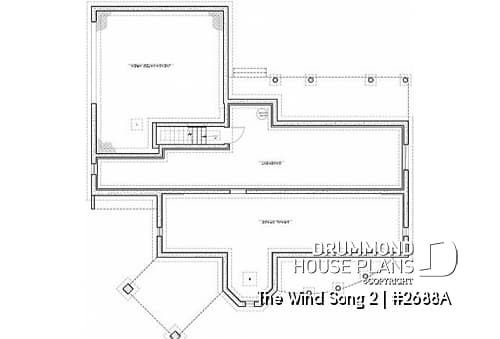 Basement - 3 to 4 bedroom house plan with panoramic views, large bonus room, 2-car garage side-load - The Wind Song 2