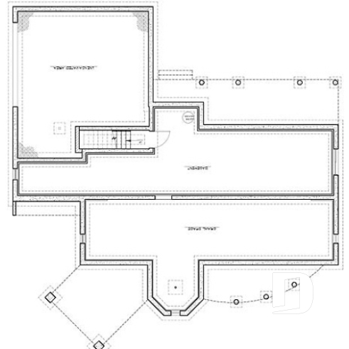 Basement - 3 to 4 bedroom house plan with panoramic views, large bonus room, 2-car garage side-load - The Wind Song 2