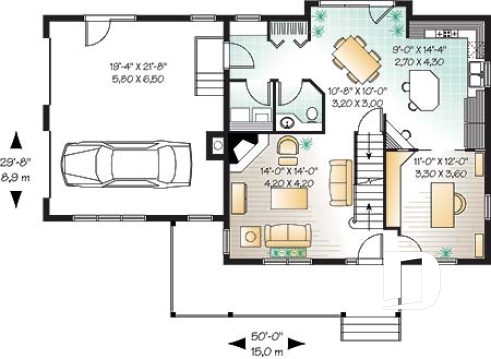 1st level - Beautiful traditional home plan, side loading 2-car garage, 3+ bedrooms, large bonus room and home office - Prairie