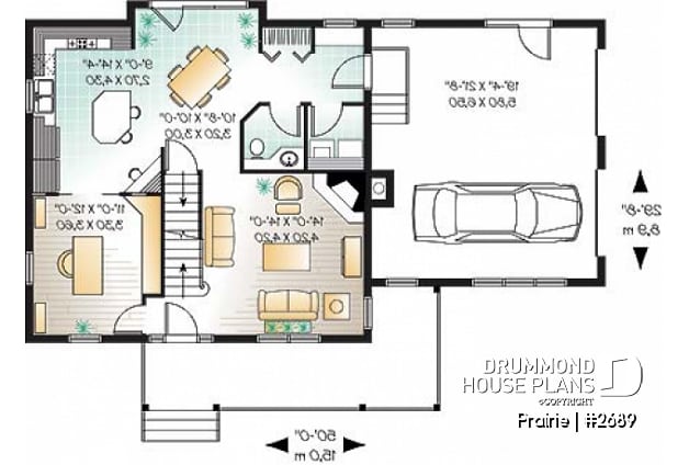 1st level - Beautiful traditional home plan, side loading 2-car garage, 3+ bedrooms, large bonus room and home office - Prairie
