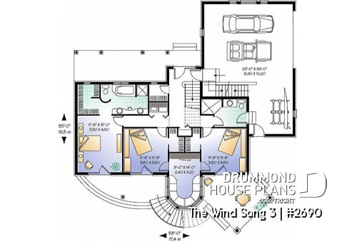 1st level - 2-storey house plan with reverse floor plans, 3 to 4 bedrooms, beautiful master bedroom, panoramic view - The Wind Song 3