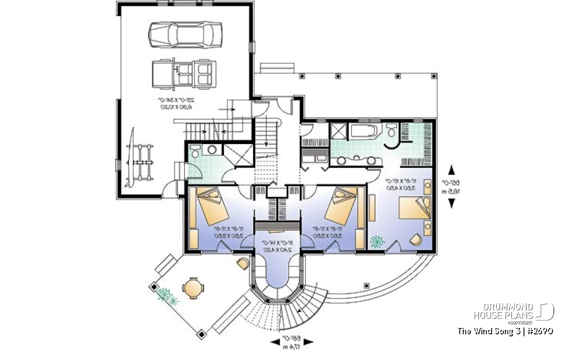 1st level - 2-storey house plan with reverse floor plans, 3 to 4 bedrooms, beautiful master bedroom, panoramic view - The Wind Song 3